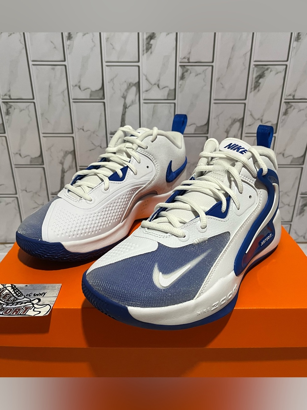 New Nike Zoom Hyperset 2 Volleyball Shoes White Royal Blue Gym Training Womens 9 - Picture 2 of 12
